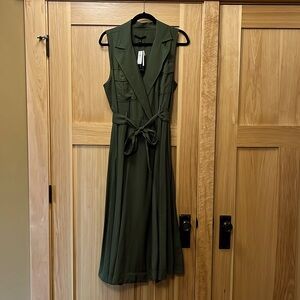 Banana Republic Factory Sleeveless Twill Wrap Maxi Dress, Size 14, Tree Grove